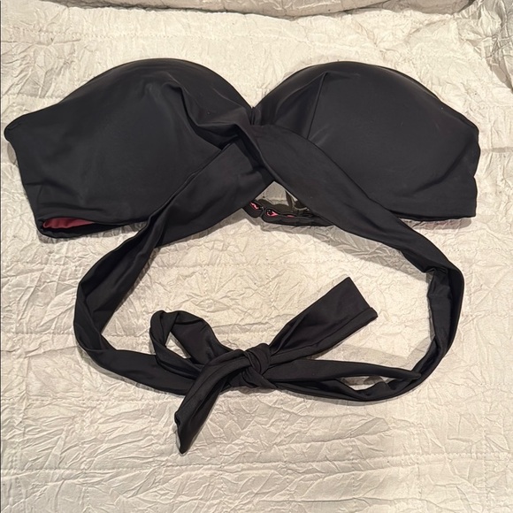 PINK Victoria's Secret Black Bandeau Bikini with Versatile Ties - Picture 1 of 2